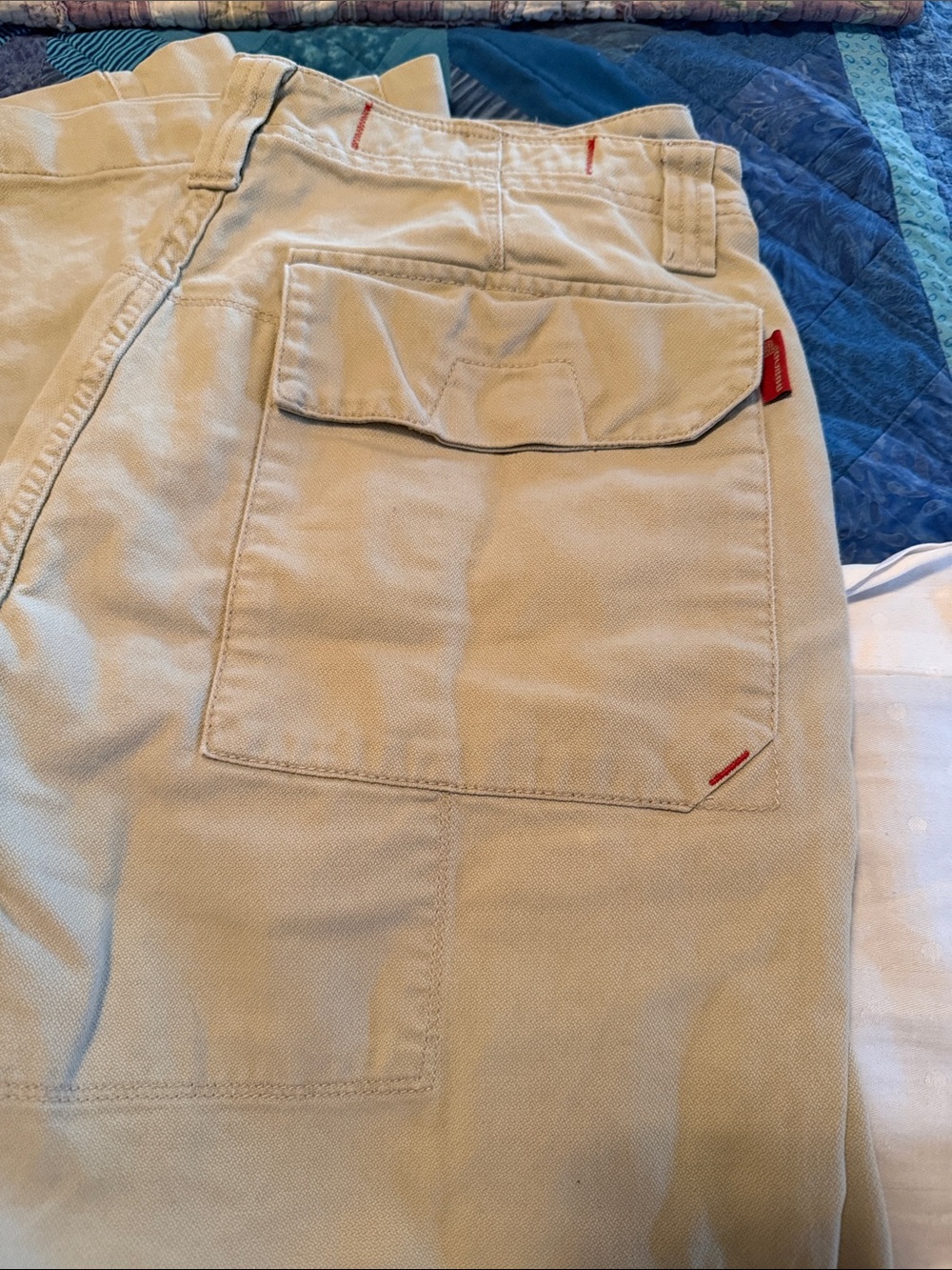 G by Guess Mens Straight Khaki Beige Jeans with Red Accents